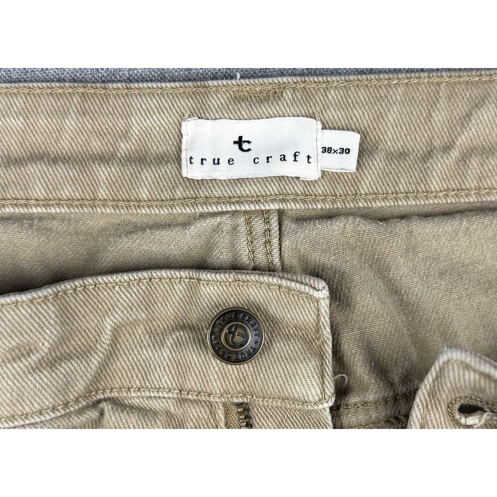 True Craft Relaxed Fit Khaki Jeans Mens 38x30 Stretch Tan Casual Pants - Picture 3 of 9